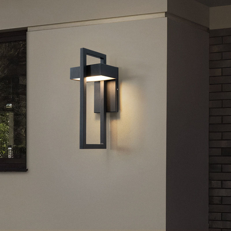 Lámpara Aplique de Pared LED de Acero Inoxidable Rectangular Minimalista Moderna Para Patio Exterior 