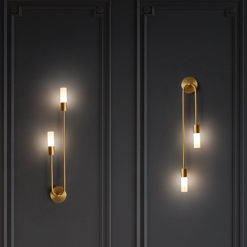 Zeitgenössische nordische Kupfer Acryl Zylinder Ball 1/2/4 Licht Wandleuchte Lampe für Wohnzimmer 