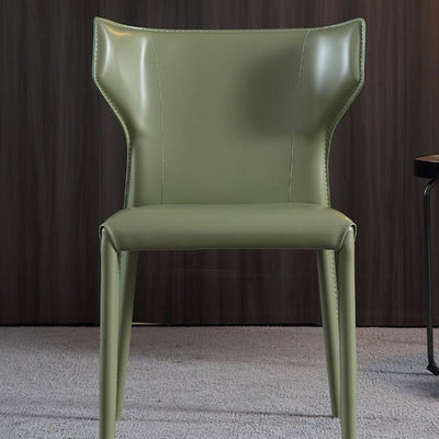 Moderna Minimalista Cuadrada Silla de Comedor de Cuero con Marco de Acero al Carbono Respaldo de Ala Sin Brazos Para Comedor 