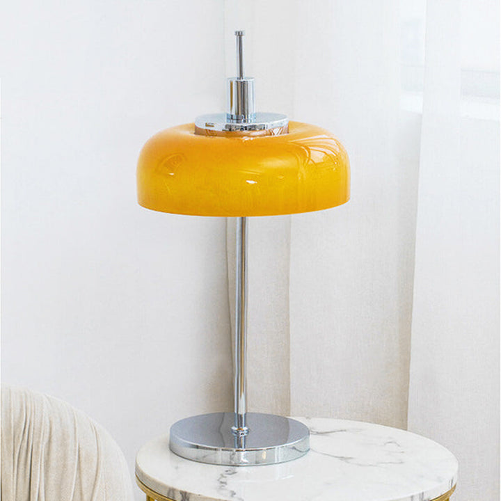 Nordic Vintage Orange Eisen Glas 3-Licht Tischlampe 