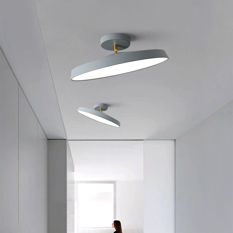 Moderne minimalistische runde Hardware Acryl LED Semi-Flush Mount Deckenleuchte für Wohnzimmer 