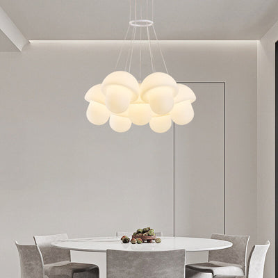 Nordic Minimalist White Mushroom Iron PE 7-Light Island Light Chandelier