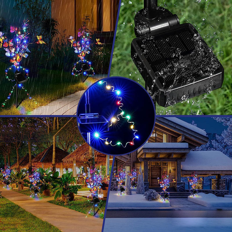 Zeitgenössische Kreative Schmetterling Edelstahl Acryl Solar LED Bodenstecker Außen Landschaftslicht Für Garten 