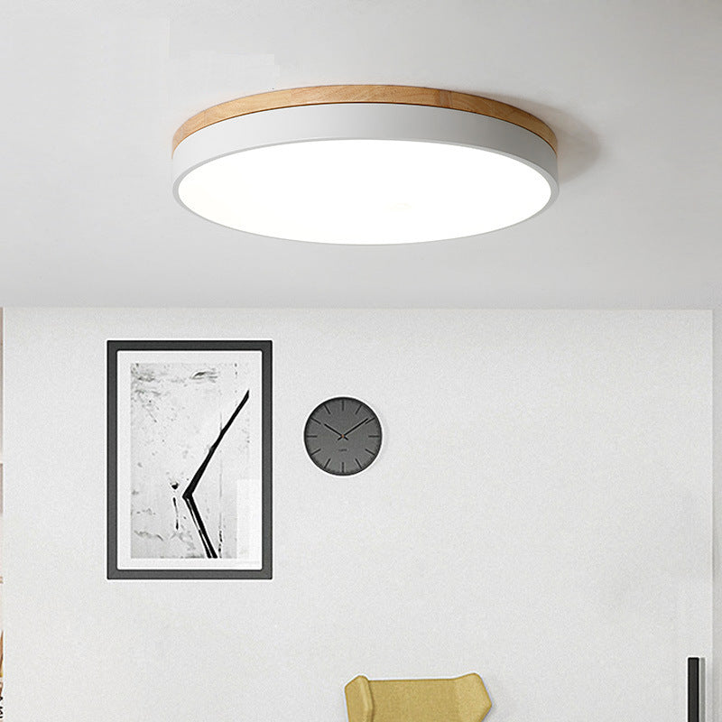 Modern Minimalist Macaron Round Iron Acrylic LED Flush Mount Ceiling Light For Bedroom