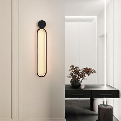 Moderne minimalistische runde lange Acryl Eisen LED Wandleuchte Lampe für Wohnzimmer 