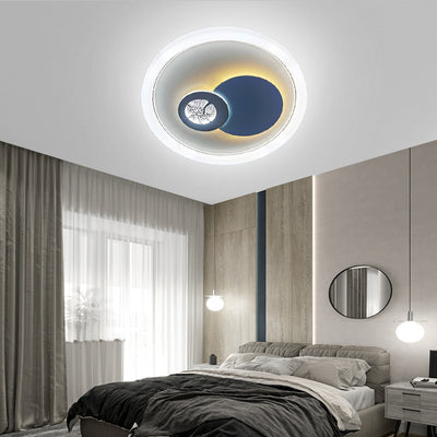 Modern Minimalist Round Gourd Acrylic PC LED Flush Mount Ceiling Light For Bedroom