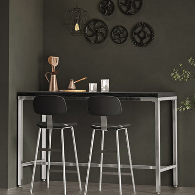 Tabouret de bar contemporain en cuir PU incurvé avec pieds en fer, dossier et repose-pieds pour salle à manger 
