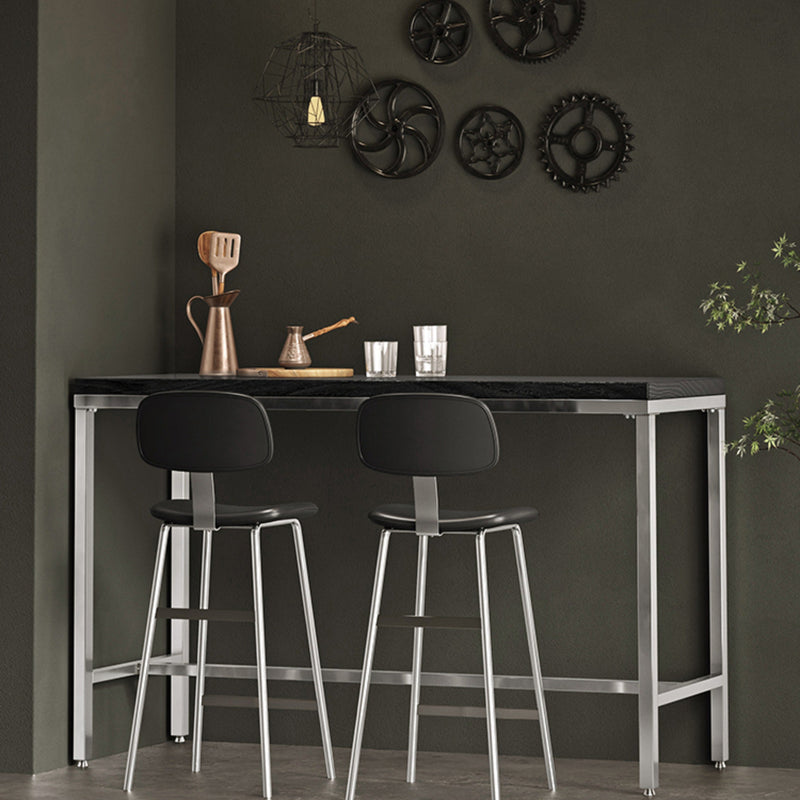 Tabouret de bar contemporain en cuir PU incurvé avec pieds en fer, dossier et repose-pieds pour salle à manger 