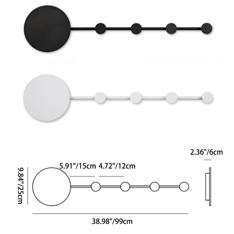 Moderno Minimalista Redondo Largo Estante Perchero de Pared de Hierro con Lámpara LED para Dormitorio 