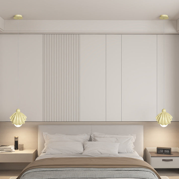 Design contemporain de coquille en résine de fer crème nordique 1-lumière suspension pour salon 