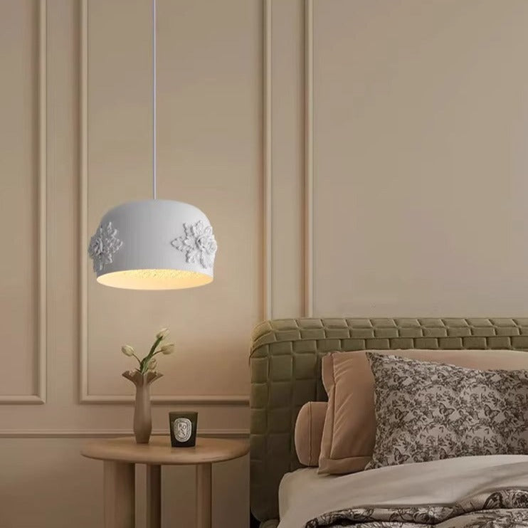 Moderne Art Deco Zylinder Eisen Harz 1-Licht Pendelleuchte für Schlafzimmer 