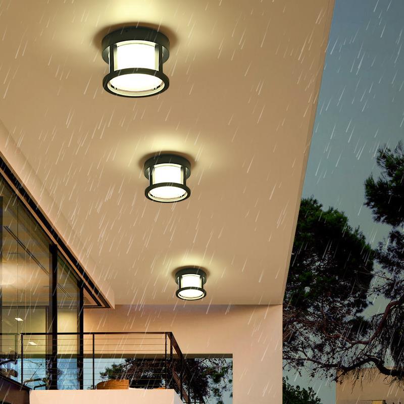 Modern Minimalist Die-Cast Aluminum Square Round Outdoor LED Flush Mount Ceiling Light