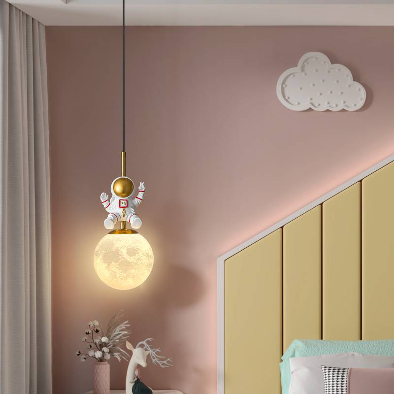 Suspension contemporaine pour enfants nordiques Orb Astronaut en résine de fer 1 lumière pour chambre 