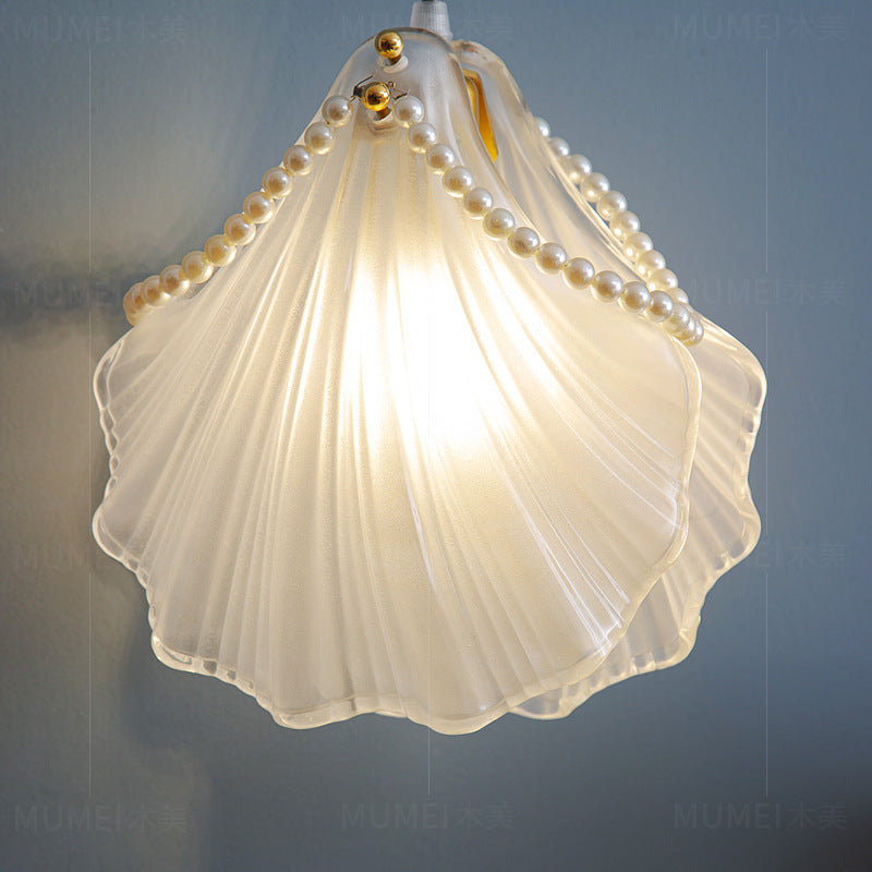 Moderne Art Deco Shell Eisen Glas 1-Licht Pendelleuchte für Schlafzimmer 