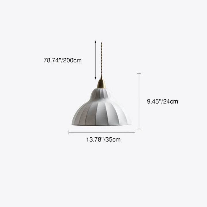 Traditionelle minimalistische japanische Pendelleuchte mit 1 Flamme aus Seide, Eisen und Kupfer in Kuppelform 