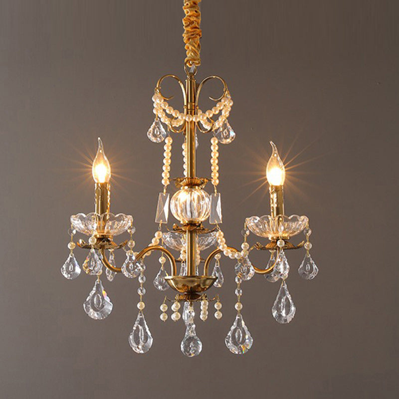 Traditional French Candelabra Flower Iron Crystal 3/6/8 Light