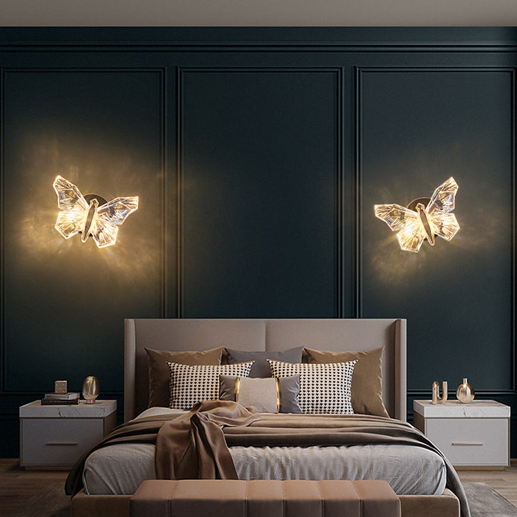 Zeitgenössische kreative Schmetterling Hardware Aluminium Acryl LED Wandleuchte Lampe für Wohnzimmer 