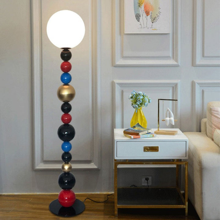Lampe de sol contemporaine nordique à orbe multicouche en fer et verre à 1 lumière pour salon 