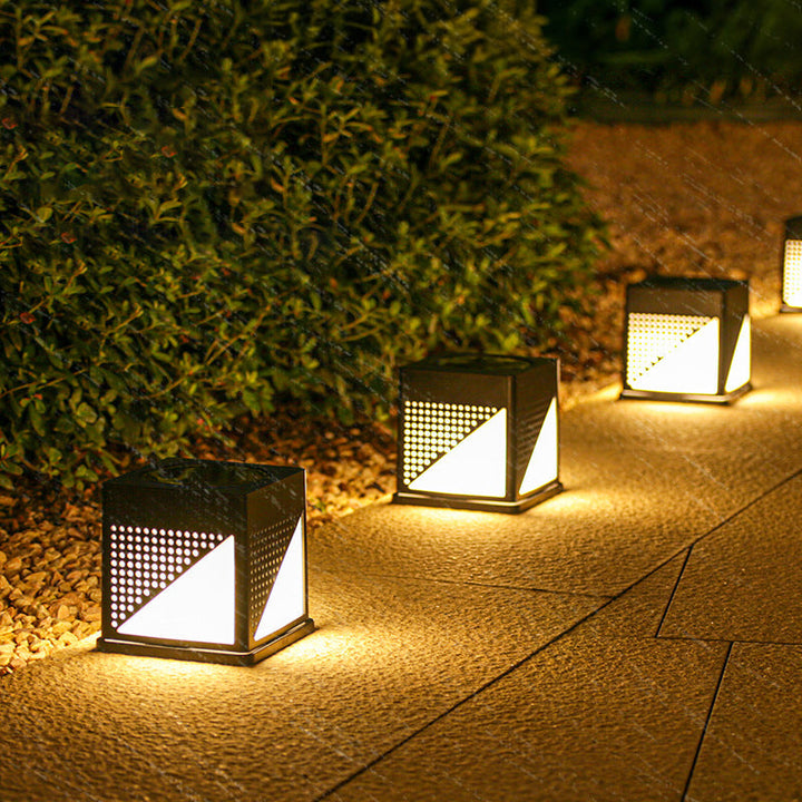 Luz exterior moderna minimalista solar impermeable cuadrada de ABS PC LED para jardín 