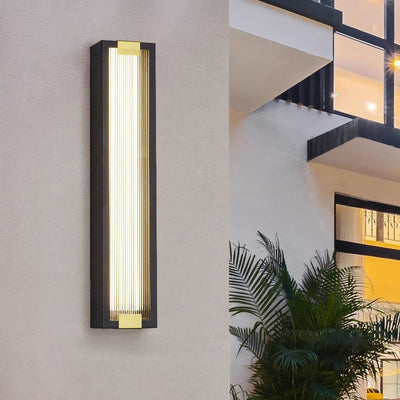 Modern Luxury Rectangle Acrylic Stainless Steel Waterproof LED Wall Sconce Lamp For Outdoor Patio