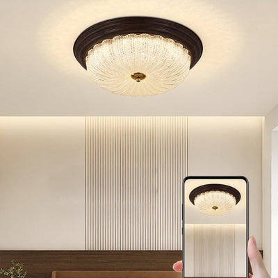 ضوء سقف مثبت بمصابيح LED بتصميم دائري تقليدي قديم من الكريستال والزجاج والحديد مع حبيبات خشبية للماء لغرفة المعيشة 