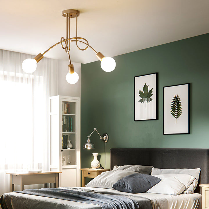 Zeitgenössischer kreativer Kronleuchter aus gebogenem Eisen mit 3/5 Lichtern für Wohnzimmer 