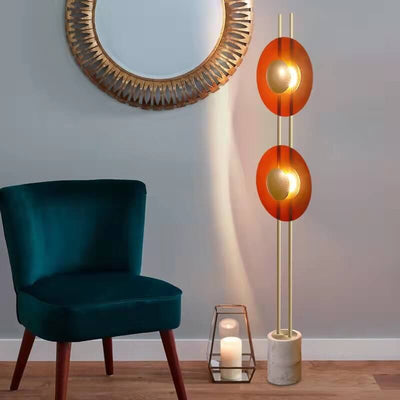 Modern Nordic Hardware Disc Marble Base LED Standing Floor Lamp