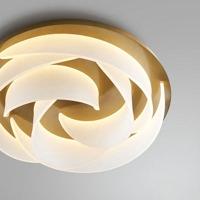 Modern Light Luxury Acrylic Swirl Gold-Finished Frame LED Flush Mount Ceiling Light