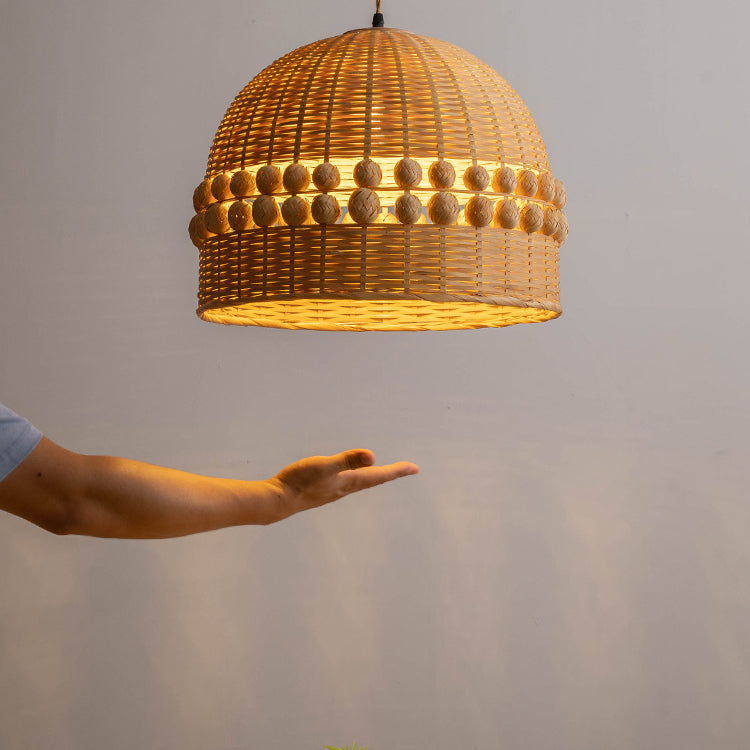 Traditionelle rustikale geflochtene Korb-Bambus-Pendelleuchte mit 1 Licht für Esszimmer 