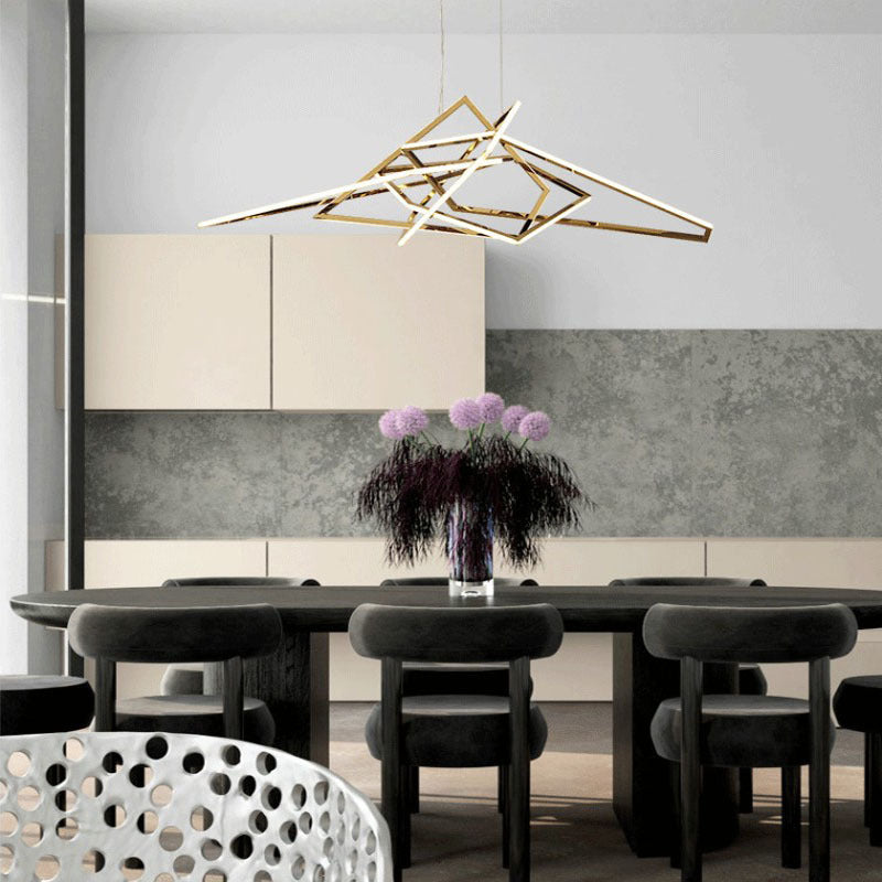 Contemporary Scandinavian Stainless Steel PVC Irregular LED Chandelier For Living Room