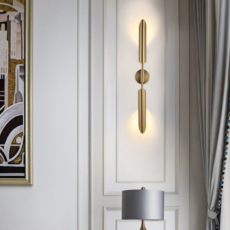 Applique murale contemporaine de luxe à double tige en fer 1/2 lumière pour salon 