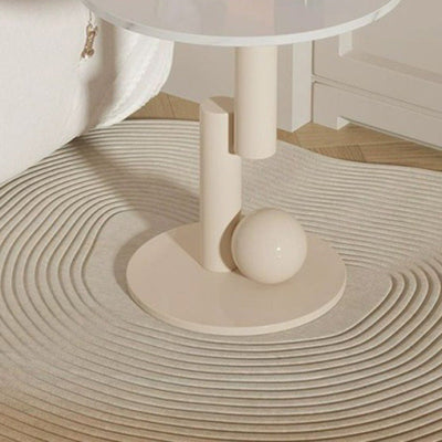 Zeitgenössischer kreativer runder Zylinder-Orb-Felsplatte-Kaffeetisch aus Kohlenstoffstahl für das Wohnzimmer 