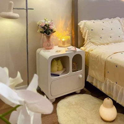 Zeitgenössischer kreativer rechteckiger Holznachttisch mit 1 Schublade für das Wohnzimmer 