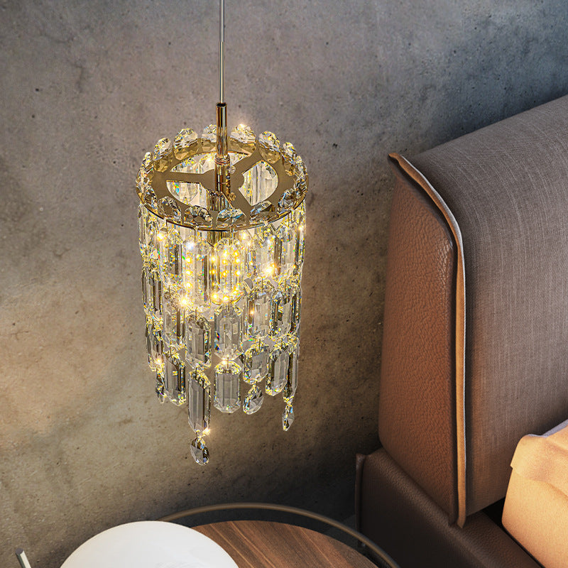 Lustre Contemporain de Luxe Éblouissant en Cristal Clair Prismatique à 1 Lumière pour Salon 