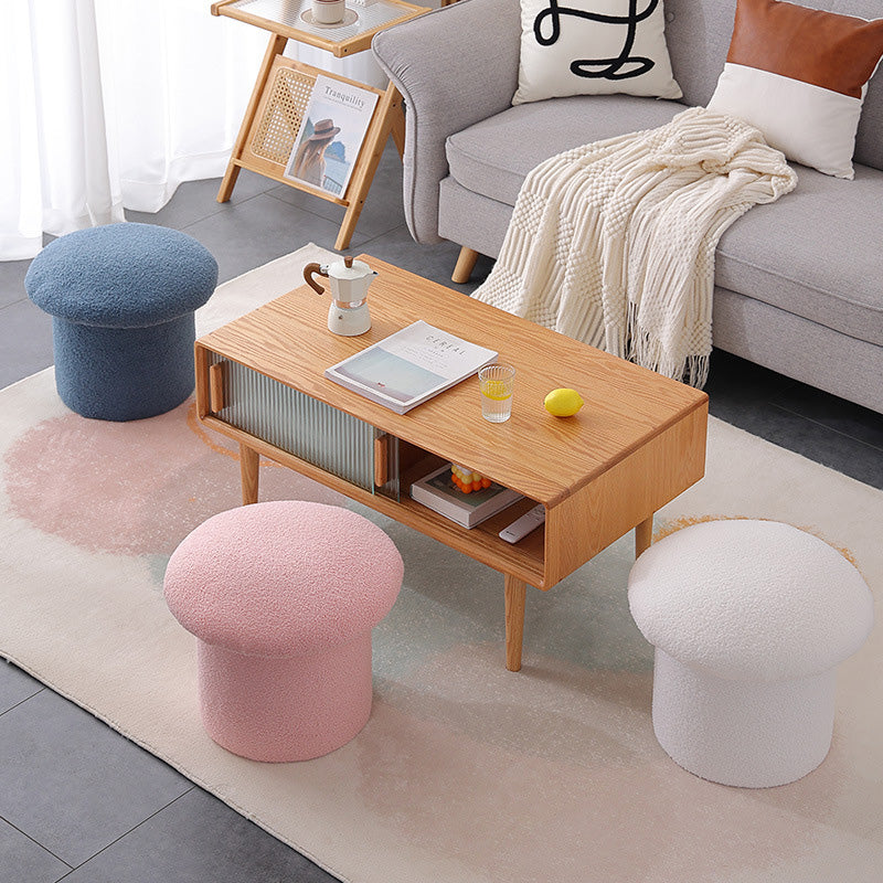 Pouf repose-pieds en velours de forme champignon pour salon, simplicité contemporaine 