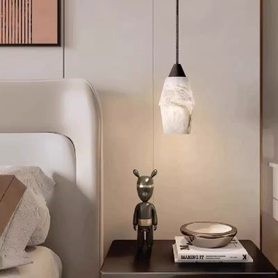 Moderne minimalistische Zylinder Kupfer Marmor 1-Licht Pendelleuchte für Schlafzimmer 