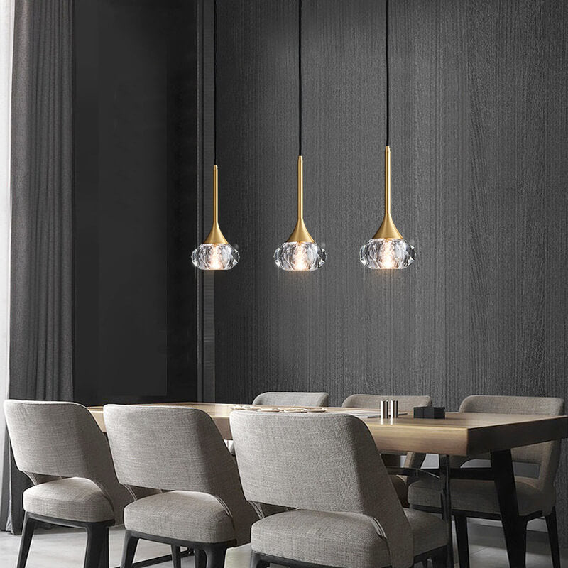 European Light Luxury Brass Crystal 1/3/6/10-Light Island Light Chandelier