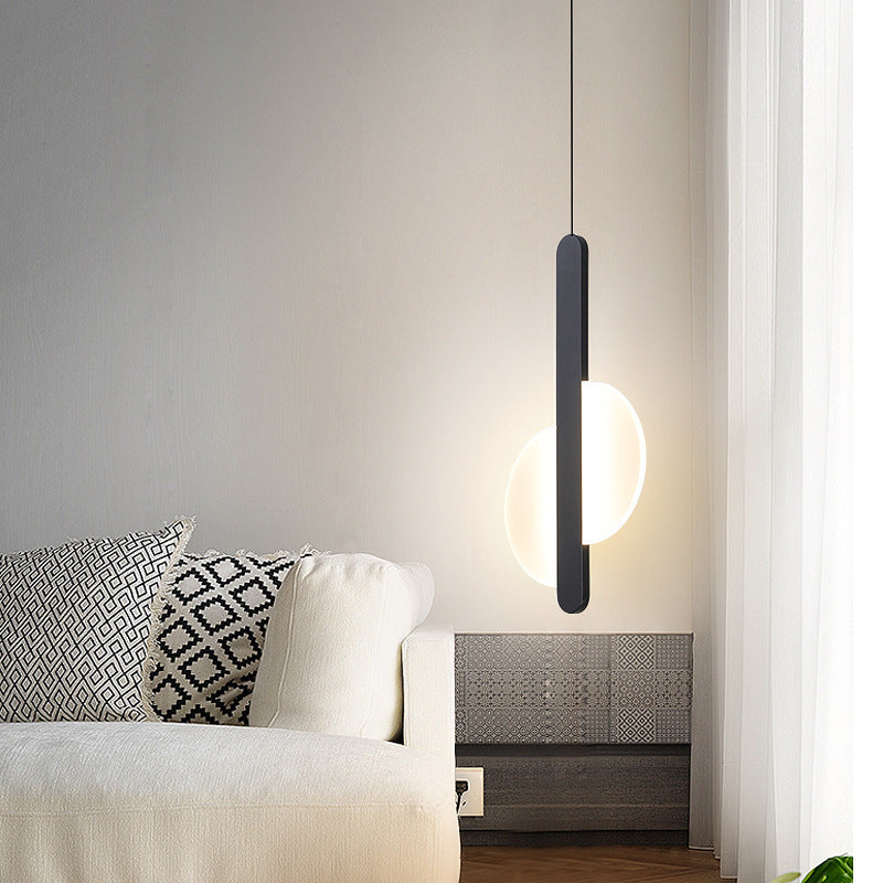 Modern Simplicity Iron Acrylic Round Semicircular LED Pendant Light For Bedside