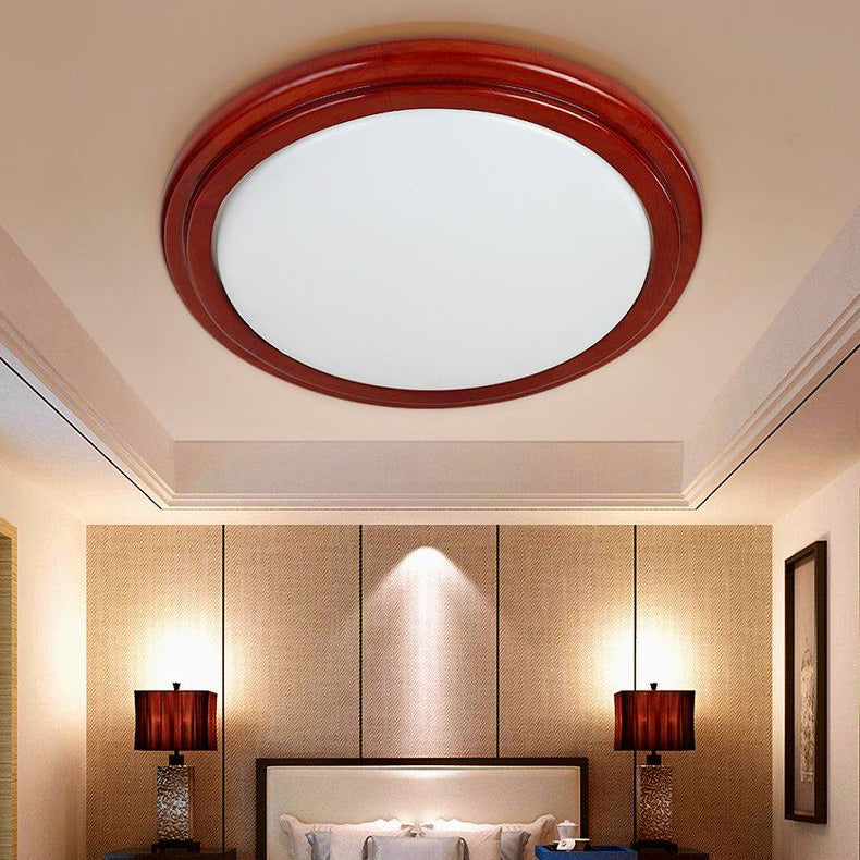 Moderne Einfachheit Runde Rubberwood Acryl LED Unterputz Deckenleuchte für Arbeitszimmer 