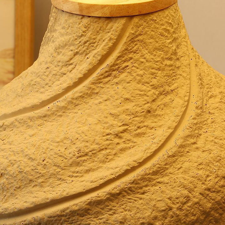 Lampe de table à 1 lumière avec abat-jour en tissu conique japonais traditionnel et base en béton pour étude 