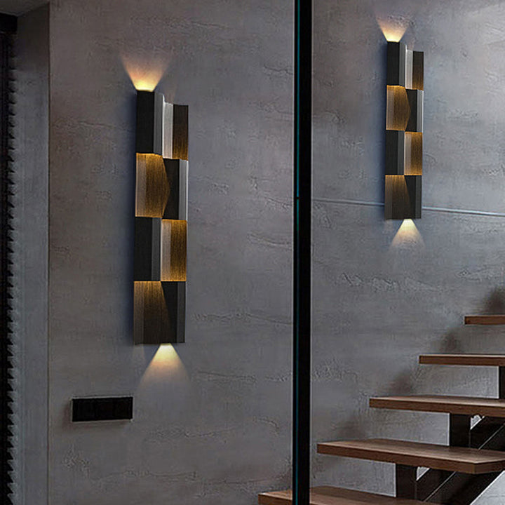 Lámpara de apliqué de pared LED rectangular de acero inoxidable, retro contemporánea e impermeable, para patio exterior 
