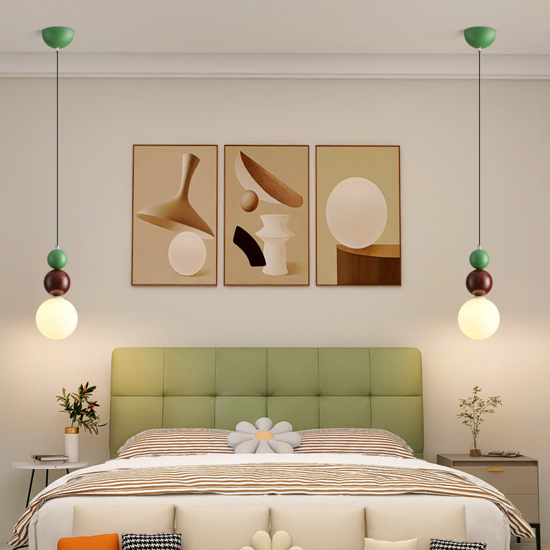 Zeitgenössische kreative Kugel Hardware Glas 1-Licht Pendelleuchte für Schlafzimmer 