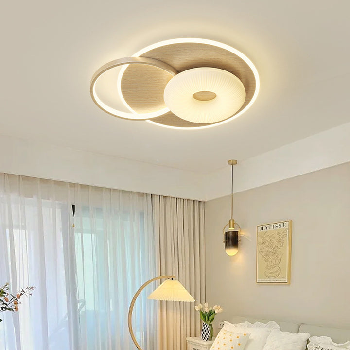 Lustre Plafonnier LED Rond en Métal Nordique Contemporain avec Motif de Fleurs et Triangle pour Chambre 