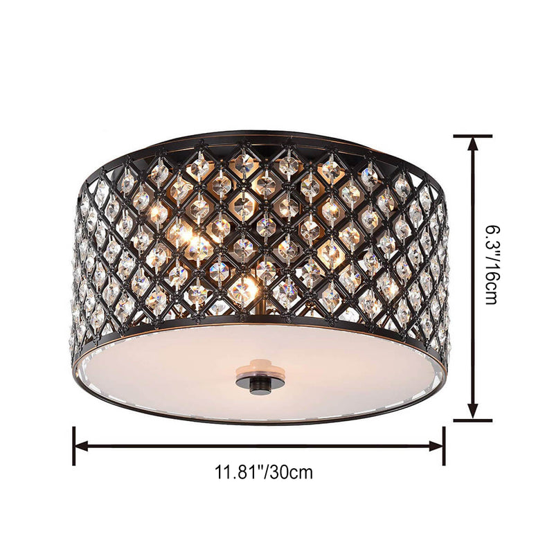 Modern Minimalist Crystal Hollow Cylinder 3-Light Flush Mount Ceiling Light