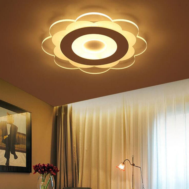 Modern Minimalist Floral Iron Acrylic LED Flush Mount Ceiling Light