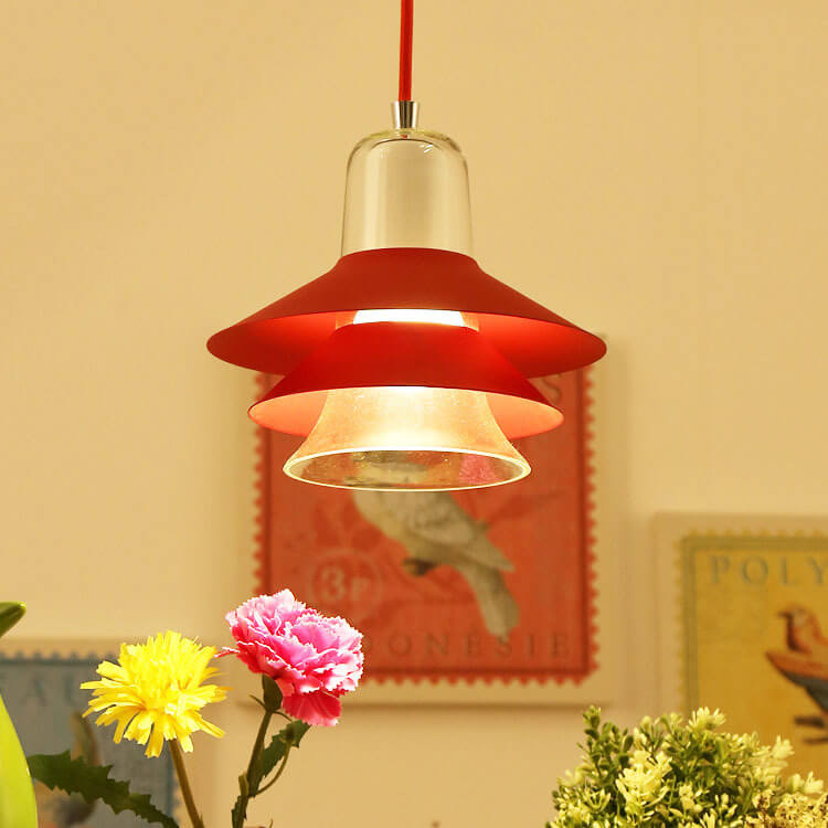 Nordic Minimalist Multi-Layer Cone Glass Hardware 1-Light Pendant Light
