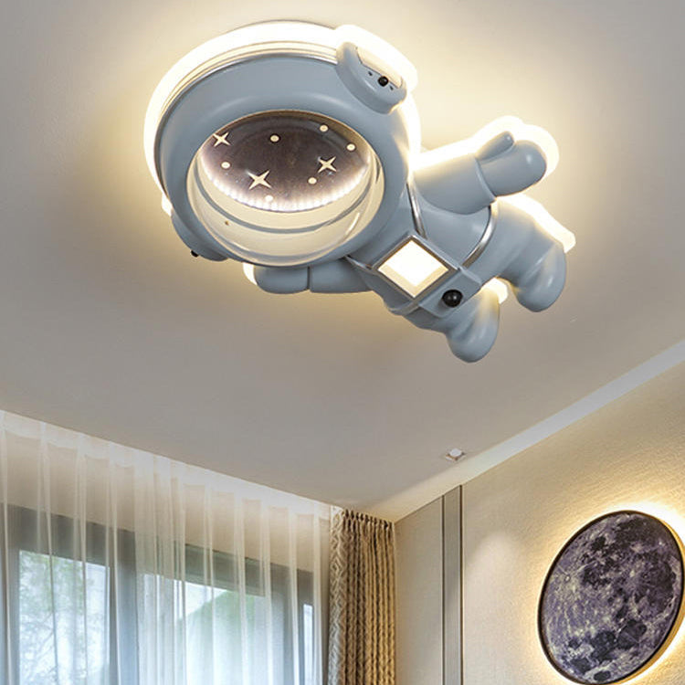 Luz de techo empotrada astronauta de resina acrílica metálica creativa contemporánea para dormitorio 