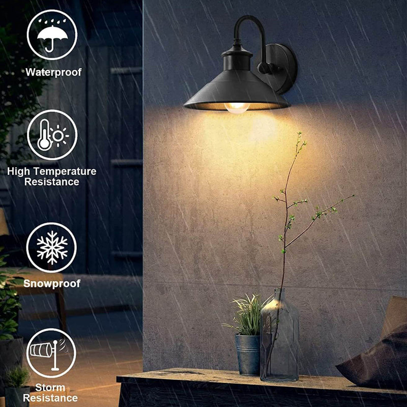 Modern Minimalist Wrought Iron Umbrella Shade 1-Light Outdoor Waterproof Wall Sconce Lamp