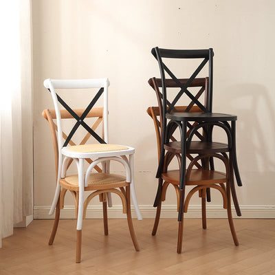 Dossier de chaise de salle à manger en rotin tissé rustique traditionnel en bois éponge rond rectangulaire 
