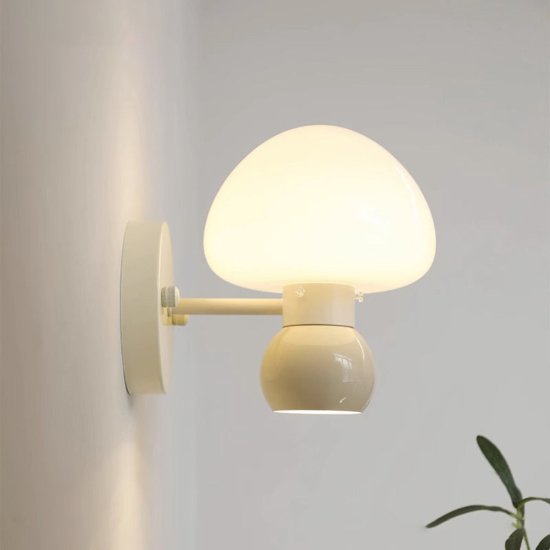 Applique Murale Contemporaine Créative Champignon en Verre et Fer à 1 Lumière Pour Chambre 